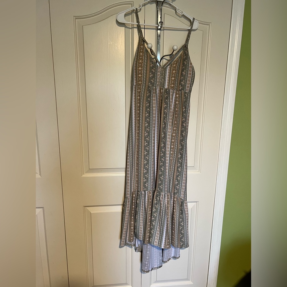 Green & Brown Patterned Maxi Dress
